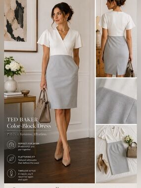 Ted Baker Reemadd Color-Block Dress In Mid Gray
